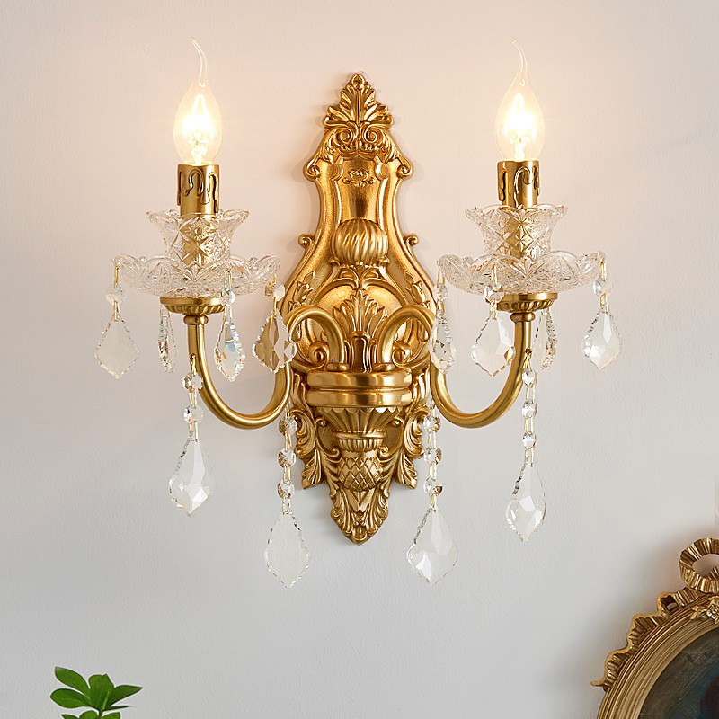ACNikola法式全铜水晶轻奢复古欧式客厅背景墙卧室床头灯高级壁灯