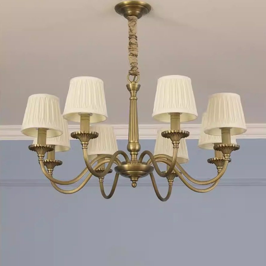 美式简约客厅灯现代大气创意轻奢餐厅卧室欧式田园复古全铜吊灯具