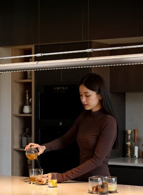ACnikola械光包豪斯轻奢现代简约高级感一字长条吧台岛台餐厅吊灯