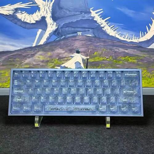 冰碳纹PC侧刻透光键帽适配68键