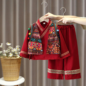 儿童民族风套装 男童壮族彝族苗族云南傣族服饰 春女童少数民族服装