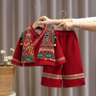 儿童冬季 广西壮族侗族哈尼苗族彝族瑶族演出服饰 加绒56个民族服装