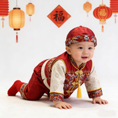 婴幼儿拜年服 抓周服男宝红色喜庆新年装 男宝宝周岁礼服新中式 唐装