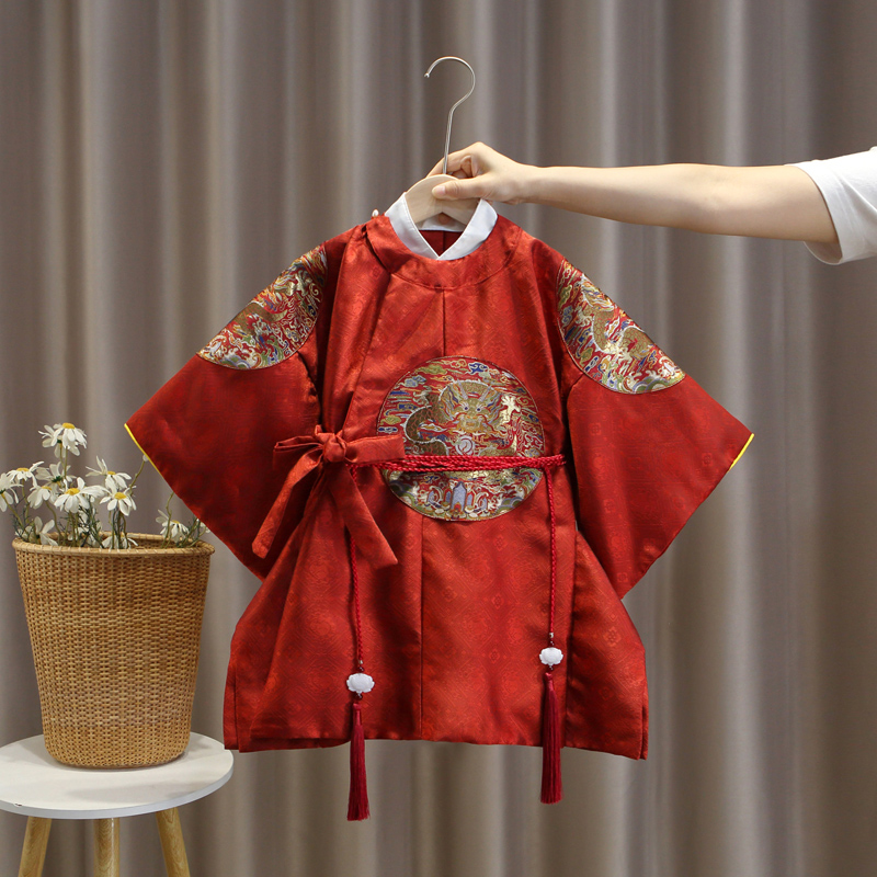 周岁礼服男宝宝抓周服唐装儿童明制汉服龙袍一周岁小少爷中式长袍
