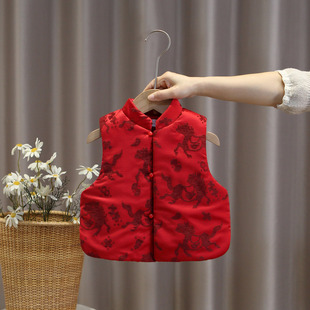 中国风童装男童唐装马甲儿童2026新款宝宝周岁背心礼新年装拜年服