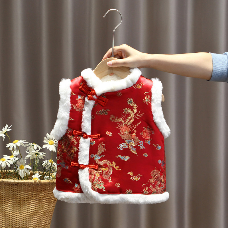 宝宝拜年服童装马甲儿童背心男女童国风唐装秋冬女童坎肩保暖外套,童装/婴儿装/亲子装,唐装,淘宝优惠券,粉丝福利购,淘宝优惠卷