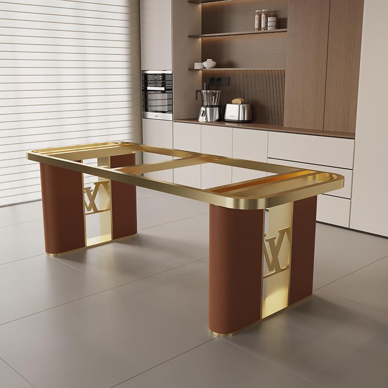 意式轻奢铁艺金属桌腿桌脚桌架支架定制不锈钢大理石岩板餐桌桌腿