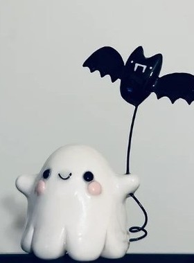 Ghost Walking Dog 迷你幽灵步行狗雕像 万圣节装饰 幽灵