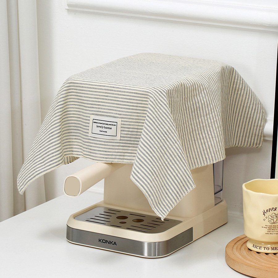 韩系ins风黑白条纹咖啡机罩防尘罩遮尘布餐垫道具