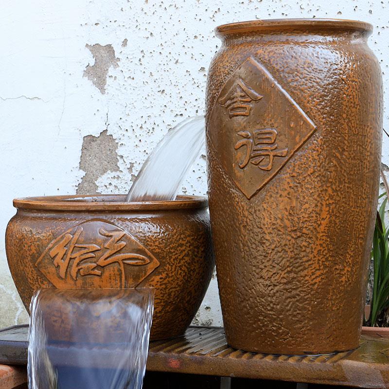 全套摆件过滤器流水陶罐造景生态循环水鱼池养鱼古法鱼缸复古瀑布