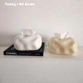 法式 面包抽纸盒餐厅桌面茶几餐巾盒 极简纸巾盒侘寂高颜值陶瓷个性