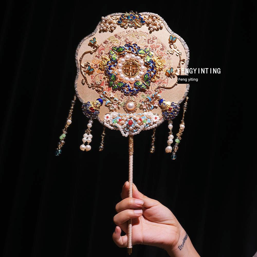 团扇新娘婚礼DIY材料秀和婚礼扇婚礼扇经典婚礼扇成品中国风新婚