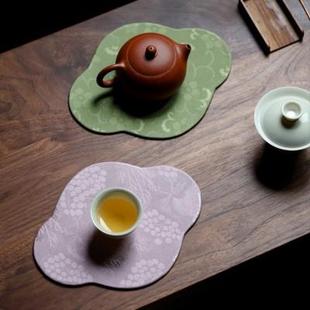 布艺花罗面料壶承垫茶席杯垫茶具零配件禅意茶道 双姊妹中式