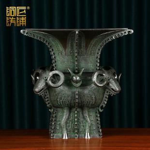 铜四羊方尊摆件青铜鼎彷古青铜器中式办公室客厅开 业乔迁礼品
