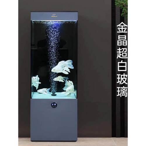 客厅时尚落地款免换水超白玻璃下过滤干湿分离家用养鱼智能鱼缸