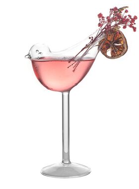 热销网红小鸟烟熏分子玻璃酒杯鸡尾酒杯 个性气泡水杯W 高脚杯小