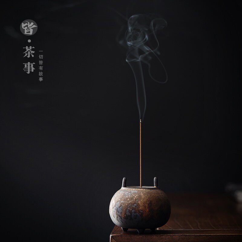 热销陶瓷香炉复古禅意线q香插日式香座香道熏香炉香座供佛点香器