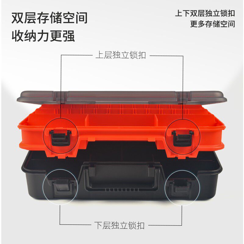 热销大号手提路亚饵盒多功能双层B大工具箱渔具全套收纳便携垂钓