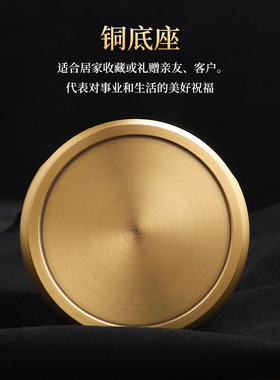 热销纯铜香炉底座黄铜米缸聚宝底B座圆形中式复古摆件家居小铜器