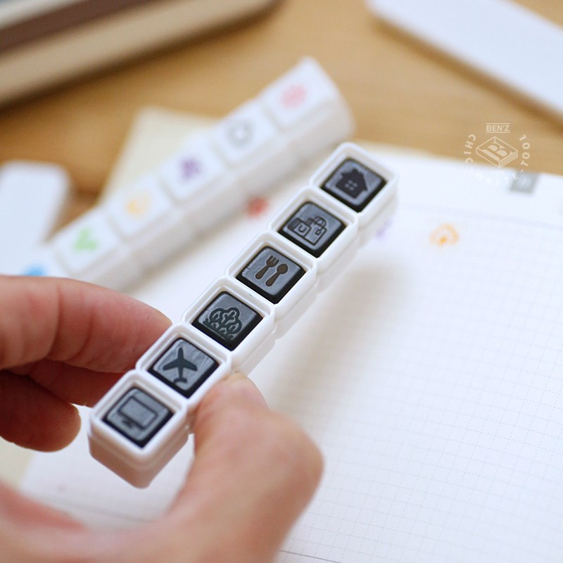 热销手帐迷d你六联印章 常用功能小印章 日记打卡工具 按钮便捷图