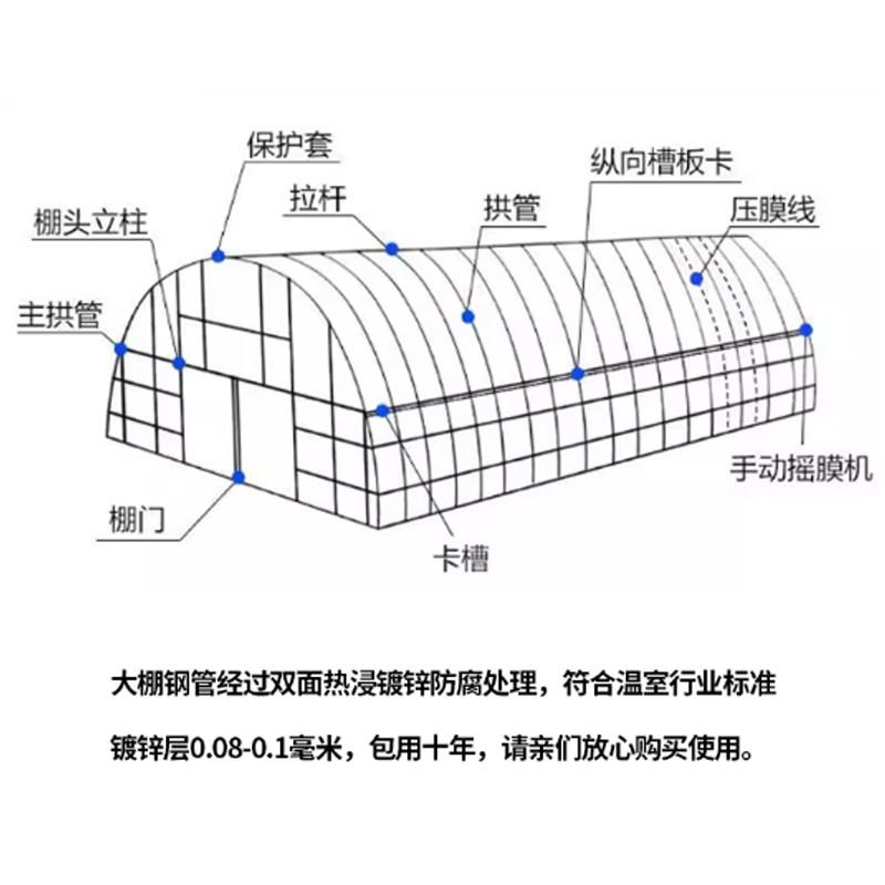 热销素菜大棚蔬菜大鹏全套塑料膜骨架钢管温室Q支架子育苗防风朋