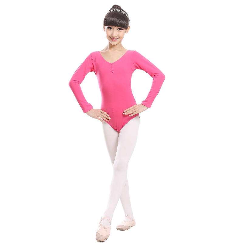 儿童舞蹈服装秋季长袖加绒练功服体操女童芭蕾舞纯棉加绒演出民族