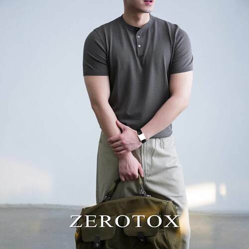 GZX ZEROTOX 美式亨利领 复古针织Polo修身型男短袖简约舒适