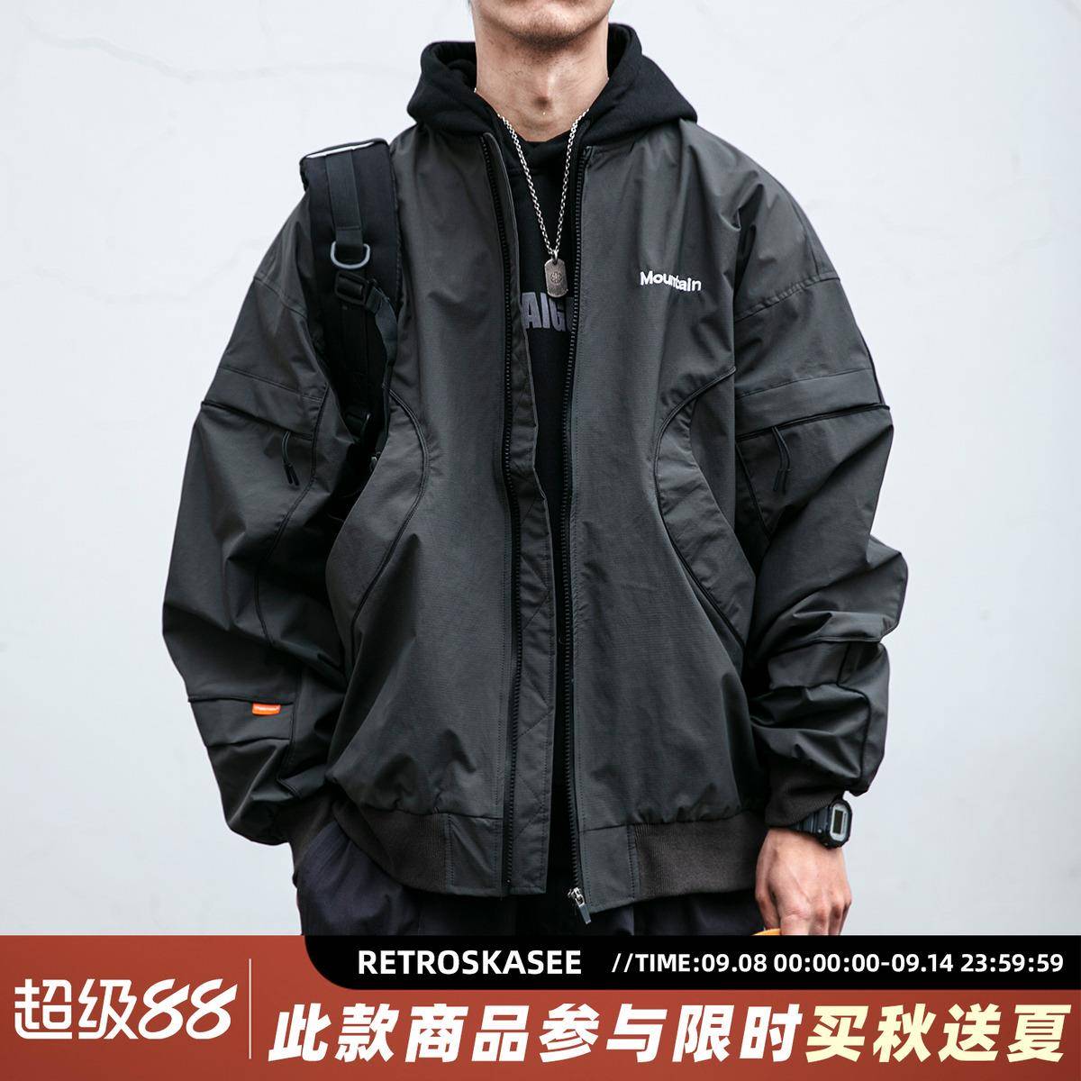 春季新款户外美式复古MA-1飞行员夹克情侣宽松棒球服工装外套男潮
