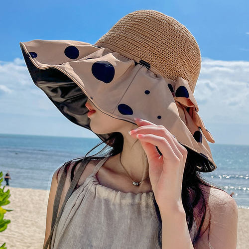 户外渔夫帽女黑胶防紫外线