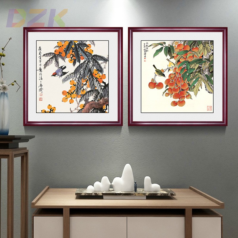 中式餐厅水果斗方装饰画正方形挂画客厅玄关墙壁背景画一件代发c8图片