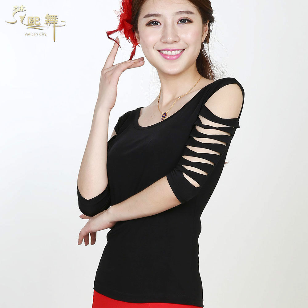 摩登舞上衣新款短袖练功服交谊舞国标舞蹈服装拉丁舞交际舞女成人