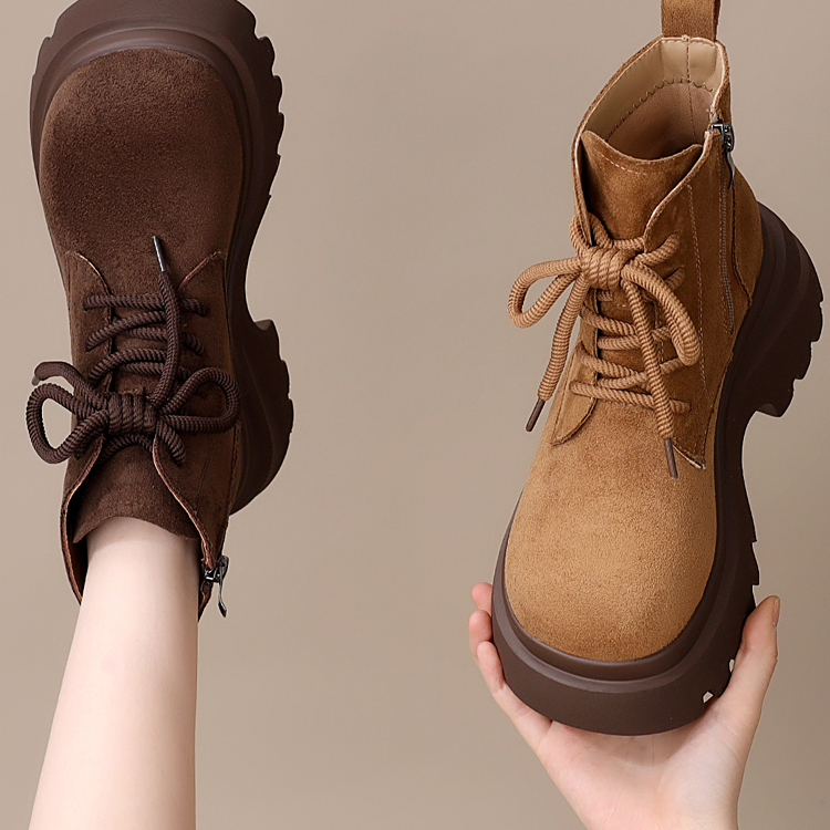 英伦厚底爆款小个子增高加绒短靴