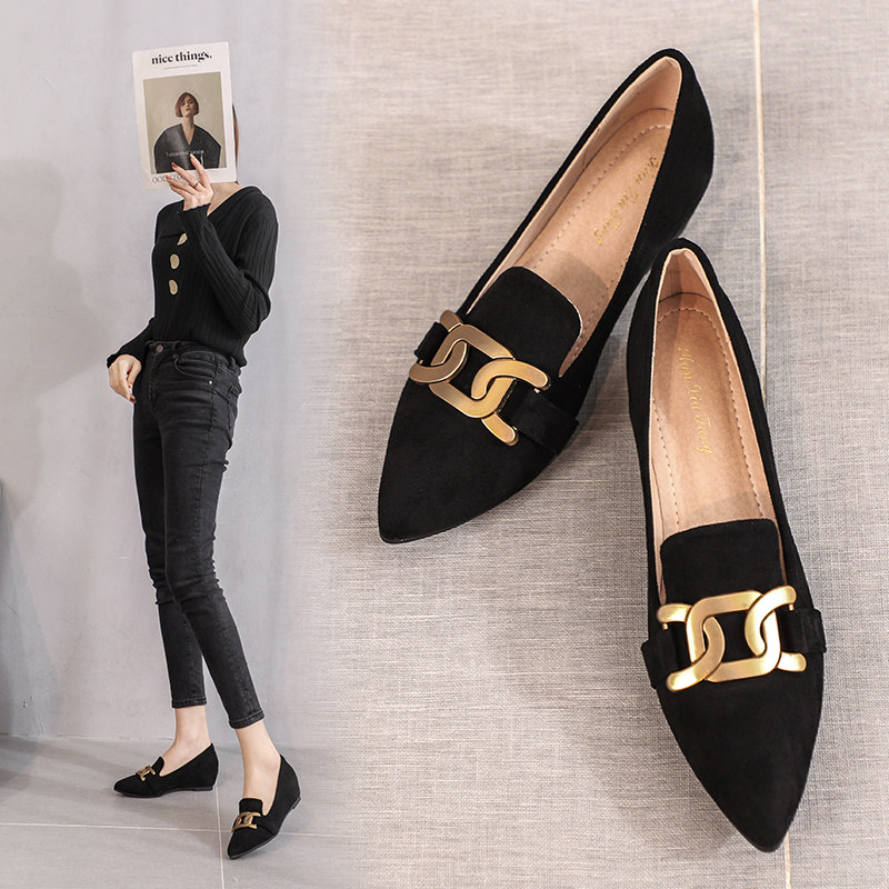 软底尖头单鞋女真皮2025年春季新款内增高豆豆鞋百搭平底四季瓢鞋,女鞋,浅口单鞋,淘宝优惠券,粉丝福利购,淘宝优惠卷