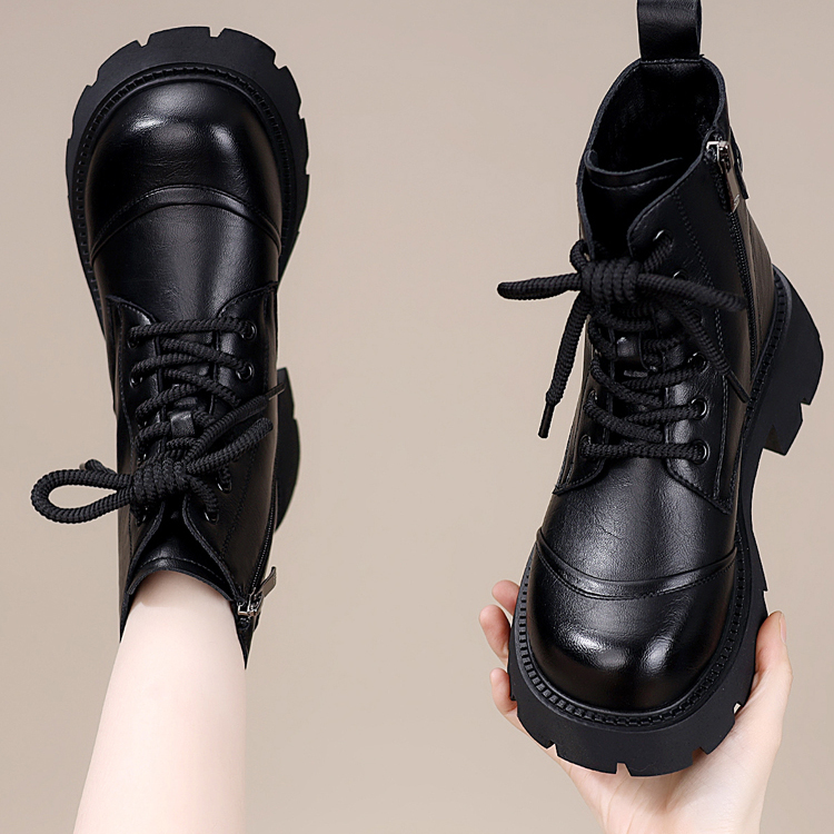 平底百搭英伦加绒保暖不累脚短靴