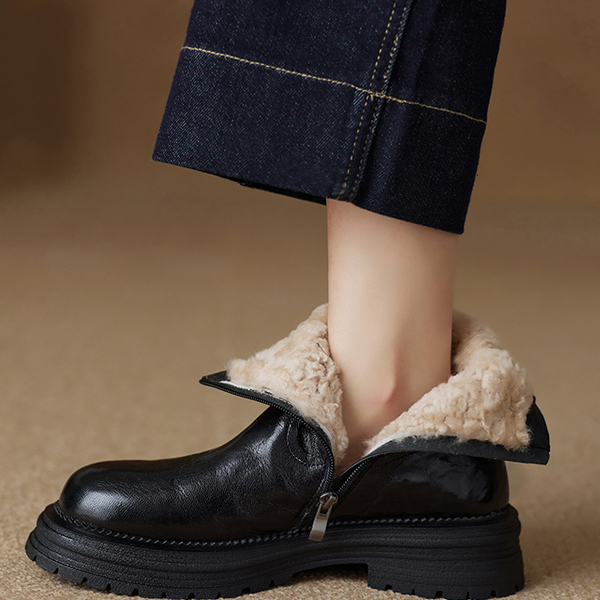 新款真皮加绒加厚马丁靴时尚短靴