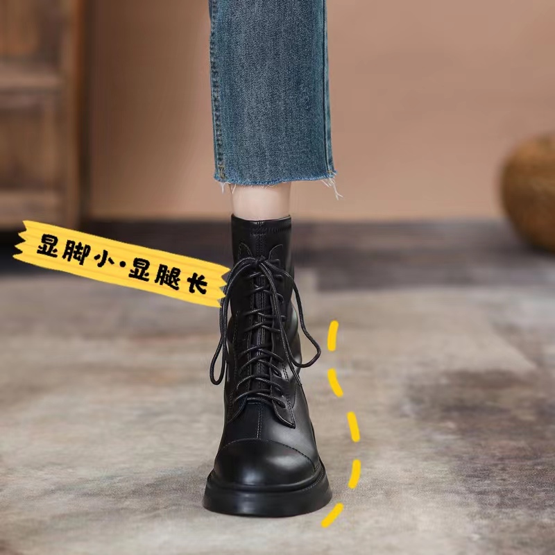 秋冬新款加绒显瘦内增高厚底短靴