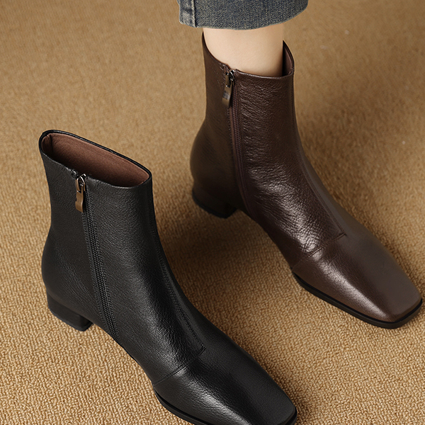 粗跟百搭瘦瘦靴英伦风加绒马丁靴