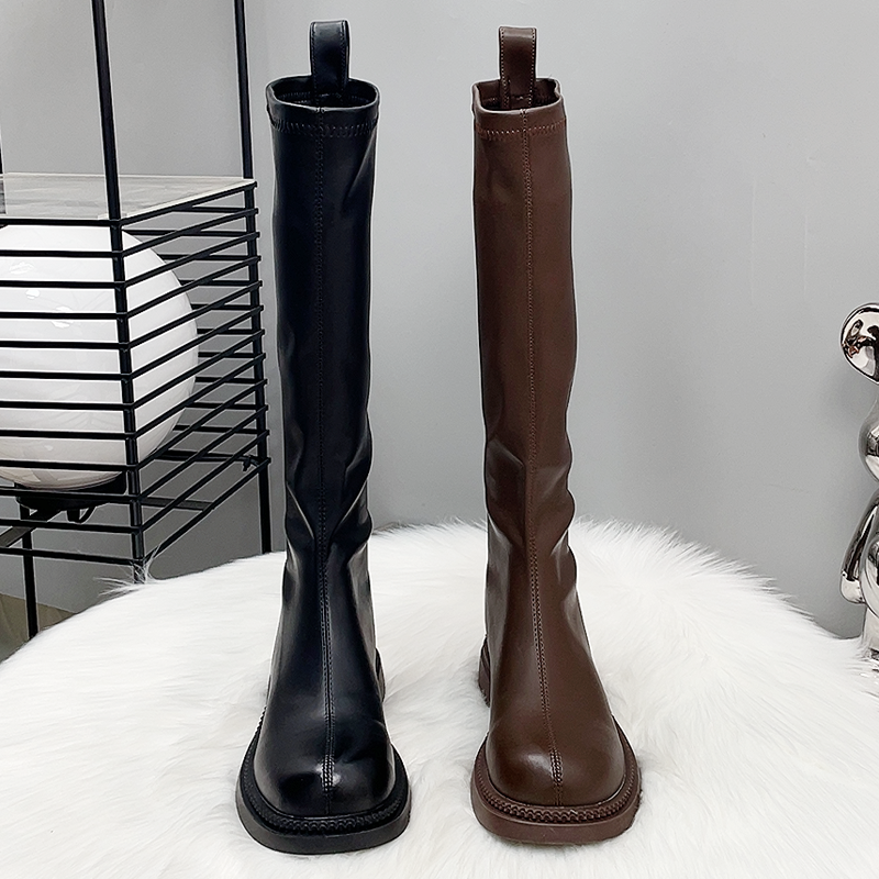 新款平底骑士靴时尚小个子单靴