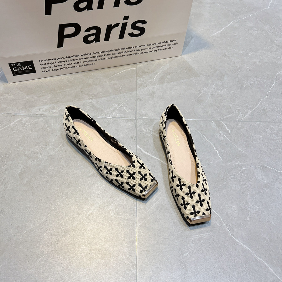 复古方头单鞋女2025夏季新款时尚显瘦百搭浅口透气软底平底鞋,女鞋,浅口单鞋,淘宝优惠券,粉丝福利购,淘宝优惠卷