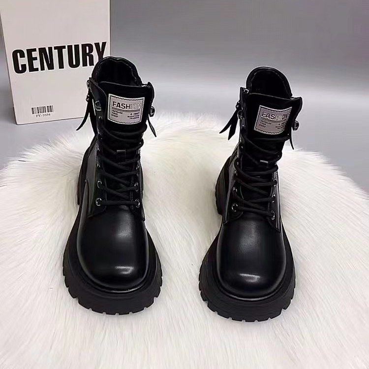 真皮马丁靴女2025秋冬季新款英伦风厚底时尚百搭加绒爆款炸街短靴