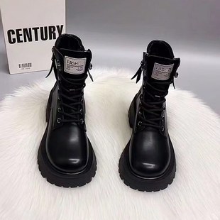 百搭加绒爆款 英伦风厚底时尚 炸街短靴 新款 真皮马丁靴女2025秋冬季