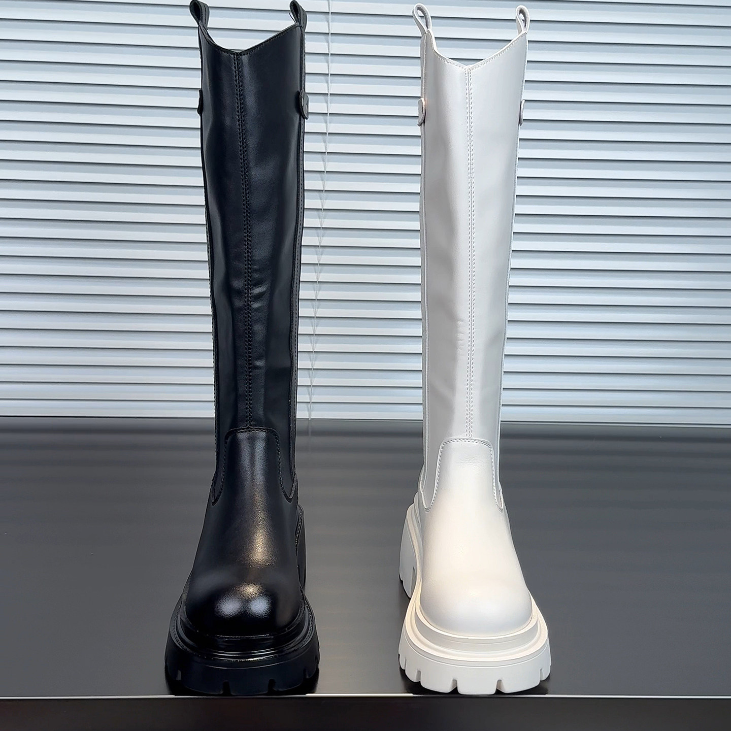 真皮厚底长筒靴女2025新款秋冬季不过膝V口小个子高筒加绒骑士靴,女鞋,骑士靴,淘宝优惠券,粉丝福利购,淘宝优惠卷