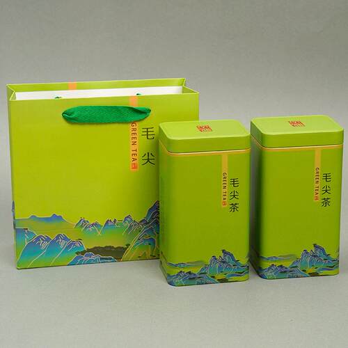 电商网店新款250g半斤装雀舌毛尖茶叶方形绿茶茶叶包装铁