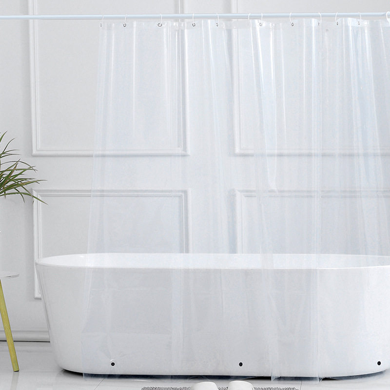 现货透明EVA浴帘Shower Curtain Liner防水帘金属护孔环工厂货源
