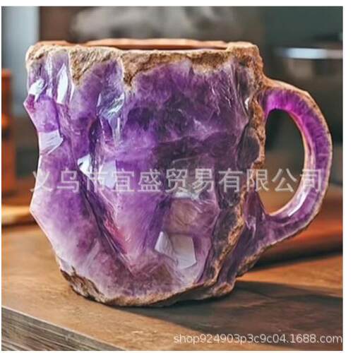 Mineral Crystal Coffee Mugs树脂工艺品仿矿物水晶咖啡杯