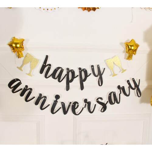 连体创意happy anniversary结婚周年纪念日装饰告白求爱拉花卧室
