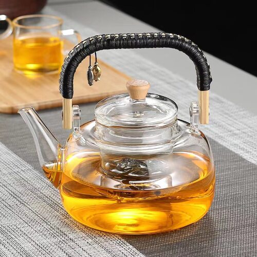 加厚玻璃煮茶壶蒸茶壶电陶炉烧水壶养生泡茶木把提梁家用耐热茶具