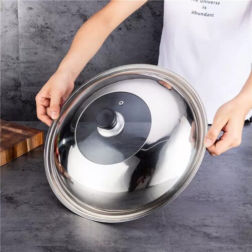 锅盖家用不锈钢组合盖可视盖子炒菜锅蒸锅铁锅通用28-30-32cm锅盖
