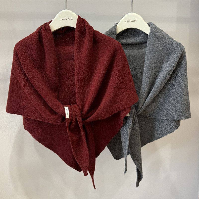 凹造型羊毛wool100%披肩加大秋冬新款保暖三角巾针织围巾女