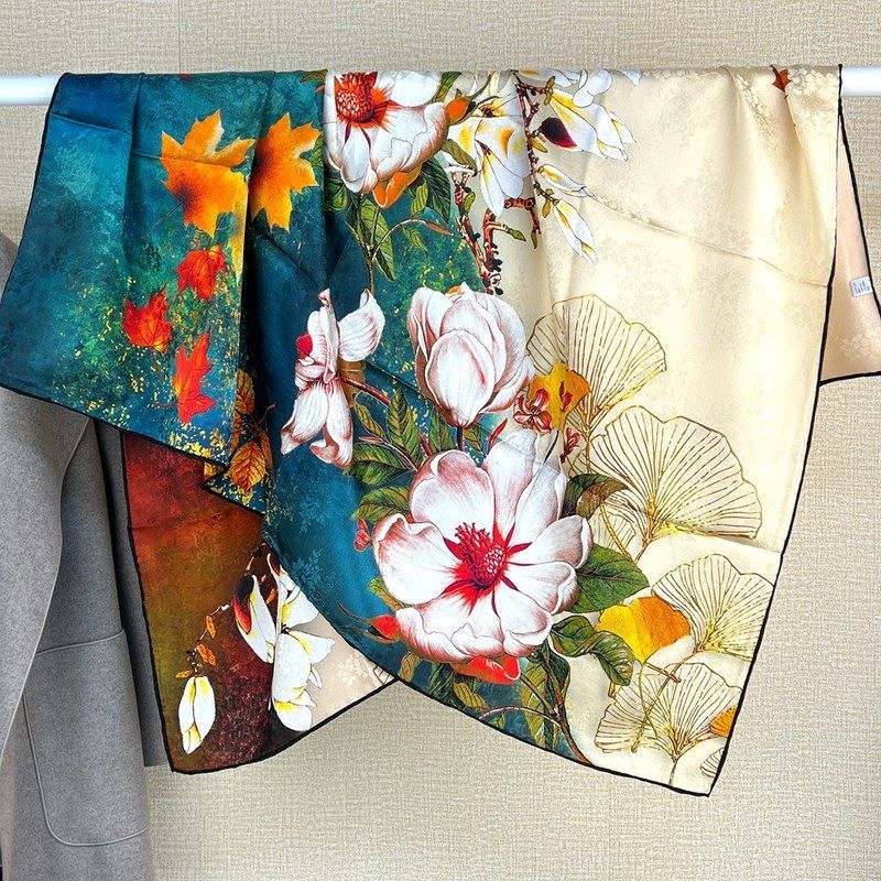 100真丝香云纱花萝双面异色四季